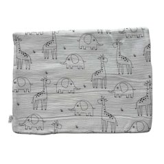 Olulu Mušelínový polštářek tenký bílé žirafky a sloni Olulu Mušelínový polštářek tenký bílé žirafky a sloni