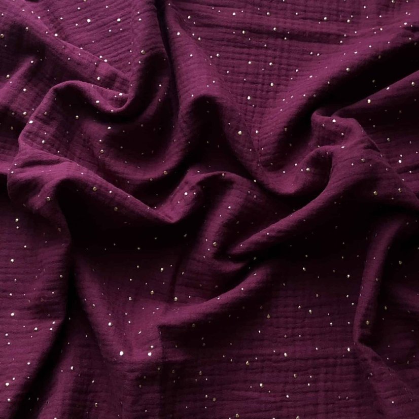 Olulu Mušelínová plenka vínová se zlatými tečkami