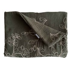 Olulu Mušelínová zateplená dečka khaki vyšívané květy