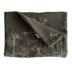 Olulu Mušelínová zateplená dečka khaki vyšívané květy