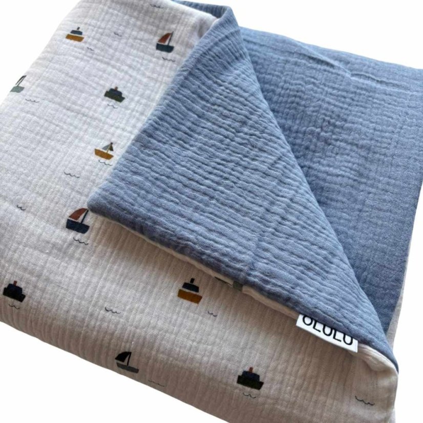 Olulu Mušelínová zateplená dečka lodičky + modrá